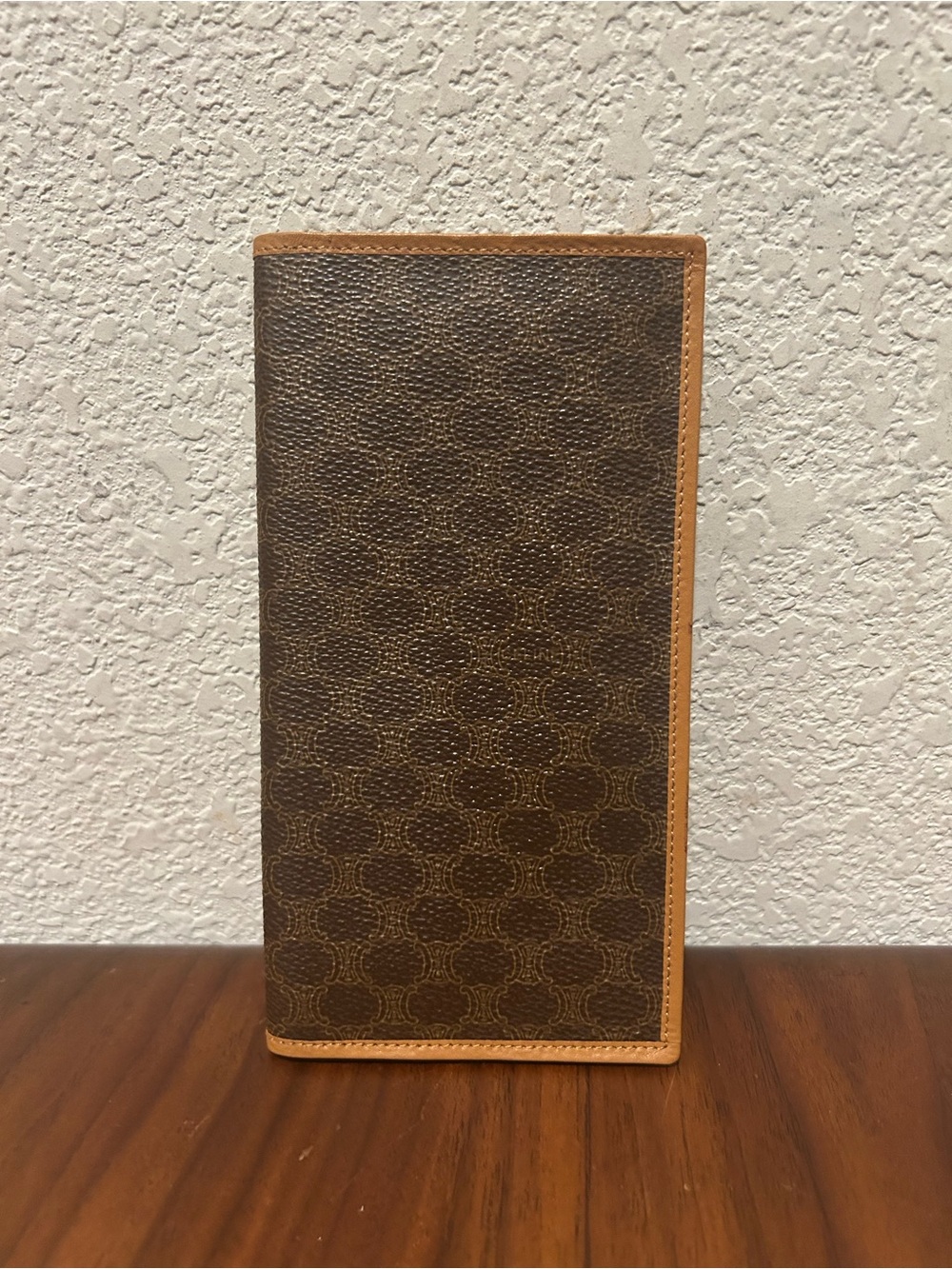 Celine Brown Wallet with Tan Trim Long Bifold